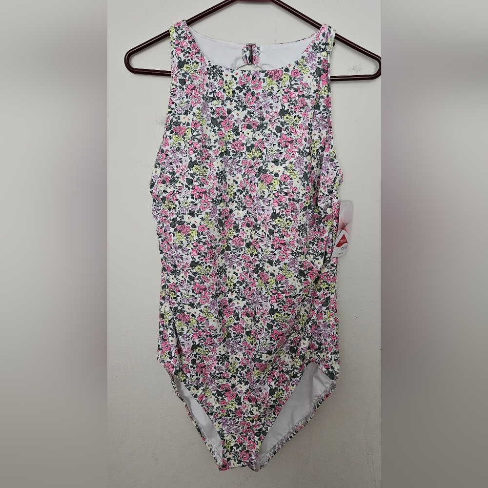 Land's End NWT Floral One-Piece Swimsuit, Size 14